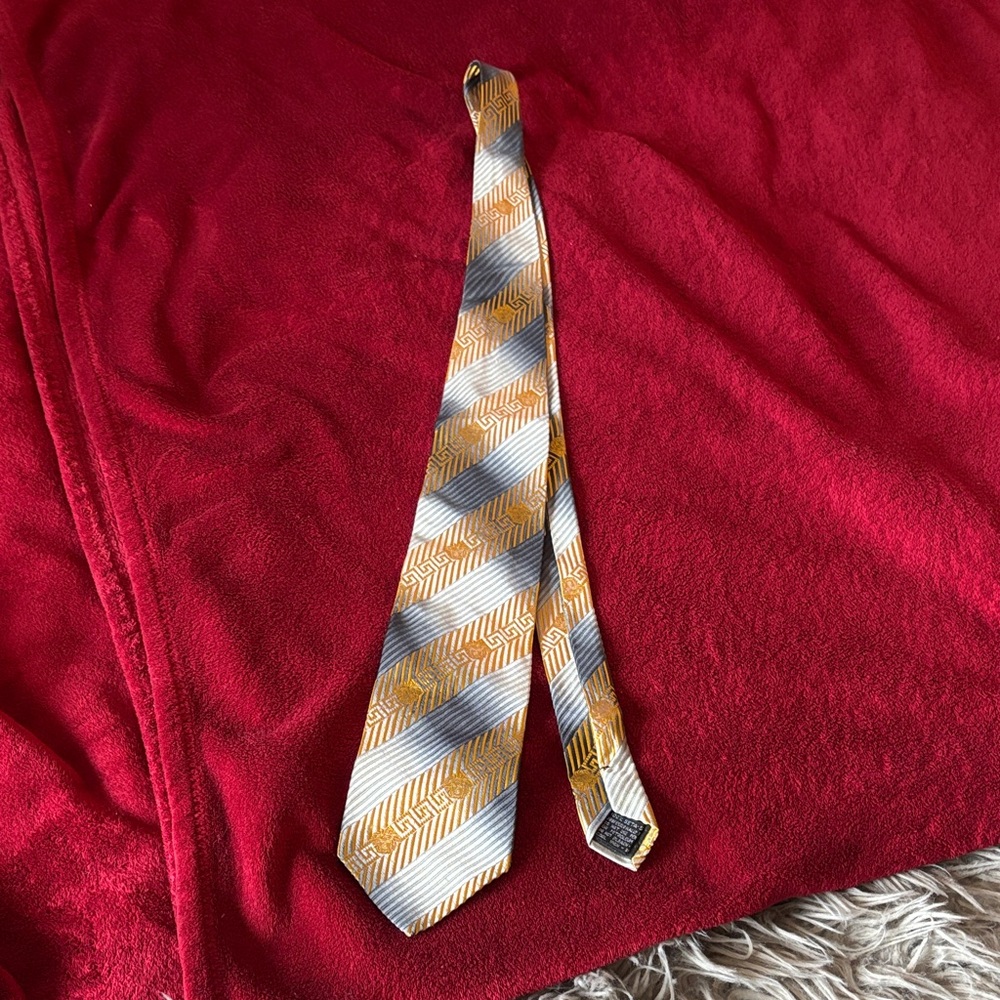 Versace Gold and Silver Patterned Tie